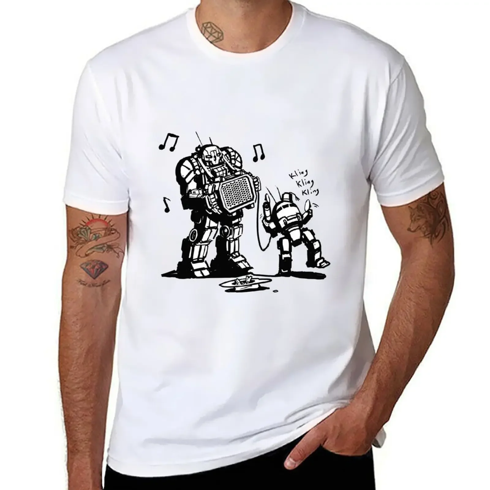 

Cool Battletech Dancing Urbanmech Graphic Tee Men's Cotton Crewneck T-Shirt Casual