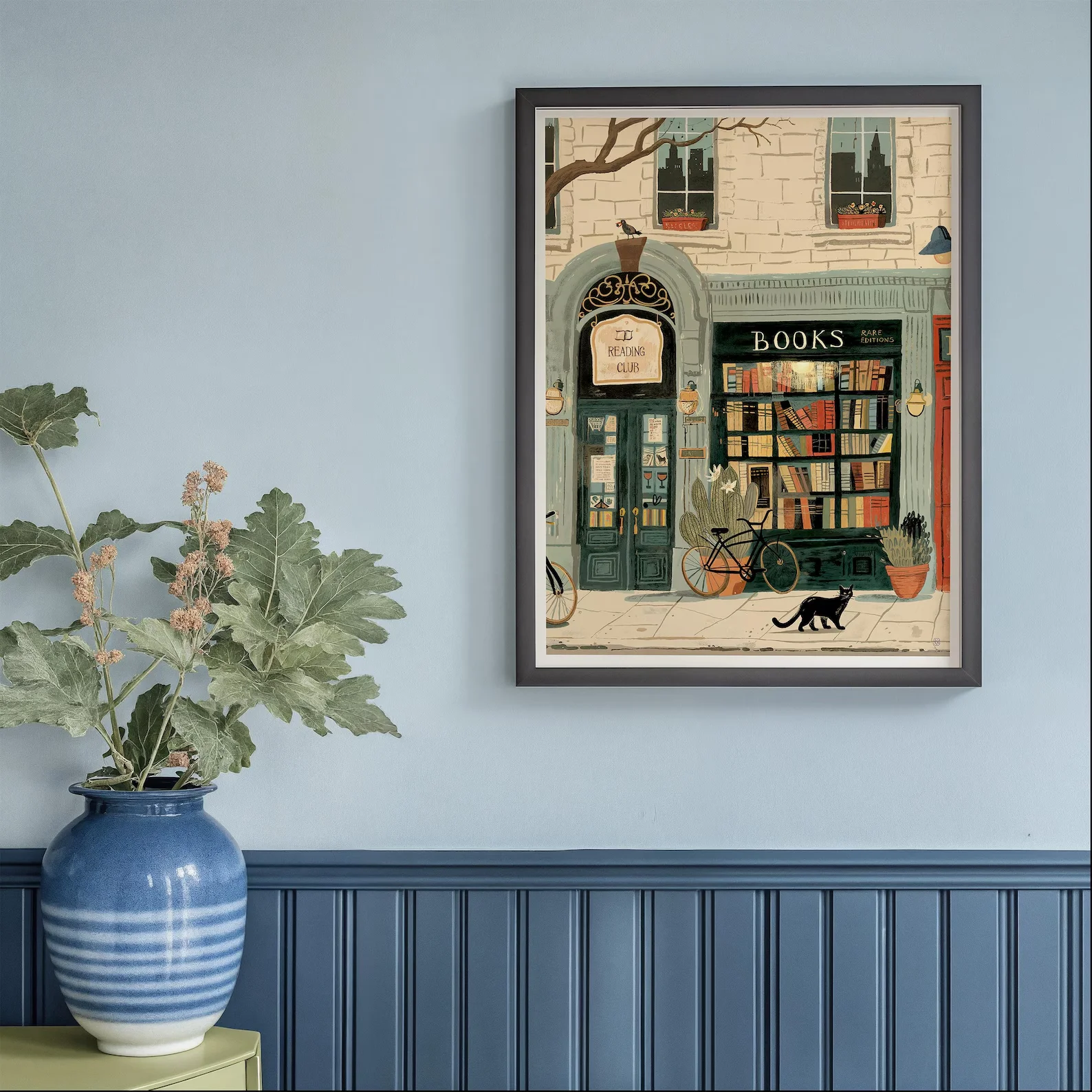 Bookstore Art Print, Cozy Bookshop Illustration, Library Wall Decor, Gift for Book Lover, Reading Nook Poster, Home Office Liter - view 3
