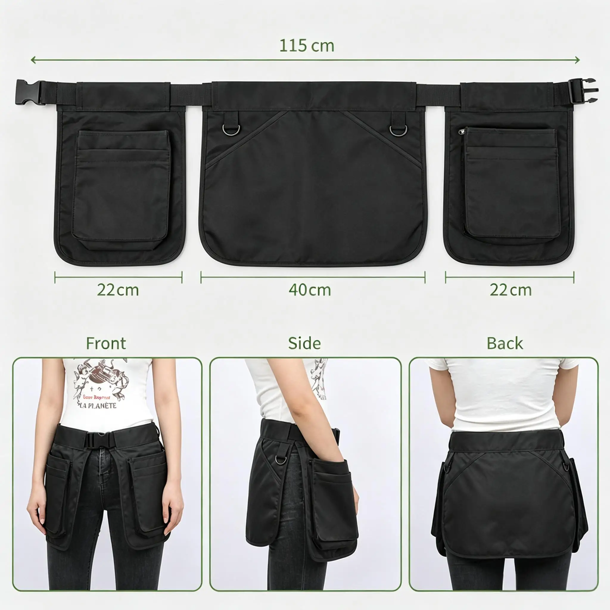 Outdoor Waist Bag for Men&Women Ins Multi-Pocket Bag Apron Large Capacity Waist Pack for Workout Traveling Casual Running Hiking