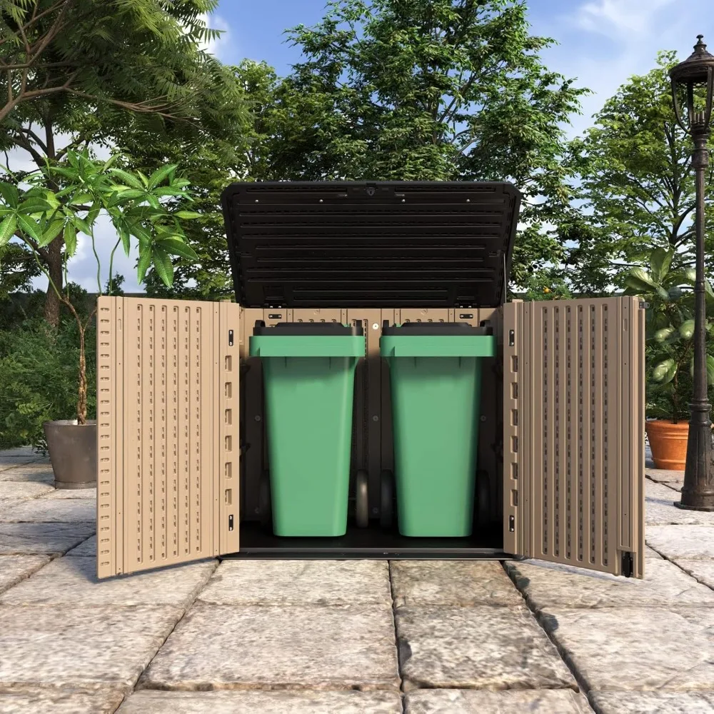 

26 cubic feet outdoor multifunctional, lockable horizontal storage unit, weather resistant