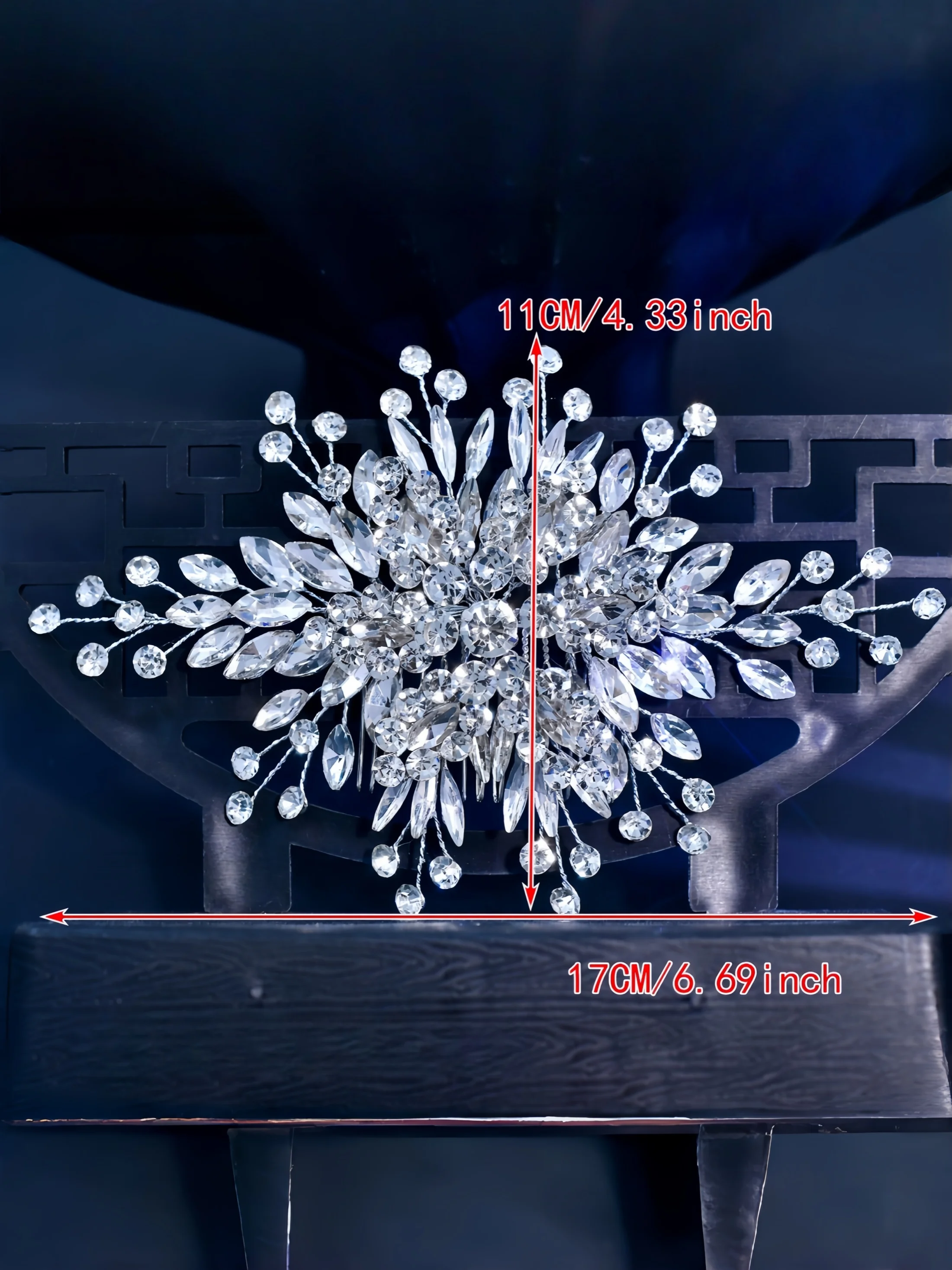 1 Piece Bridal Rhinestone Headpiece Luxurious Handmade Plant-Shaped Headband with Hair Comb Wedding Hair Accessory Headpiece image 4