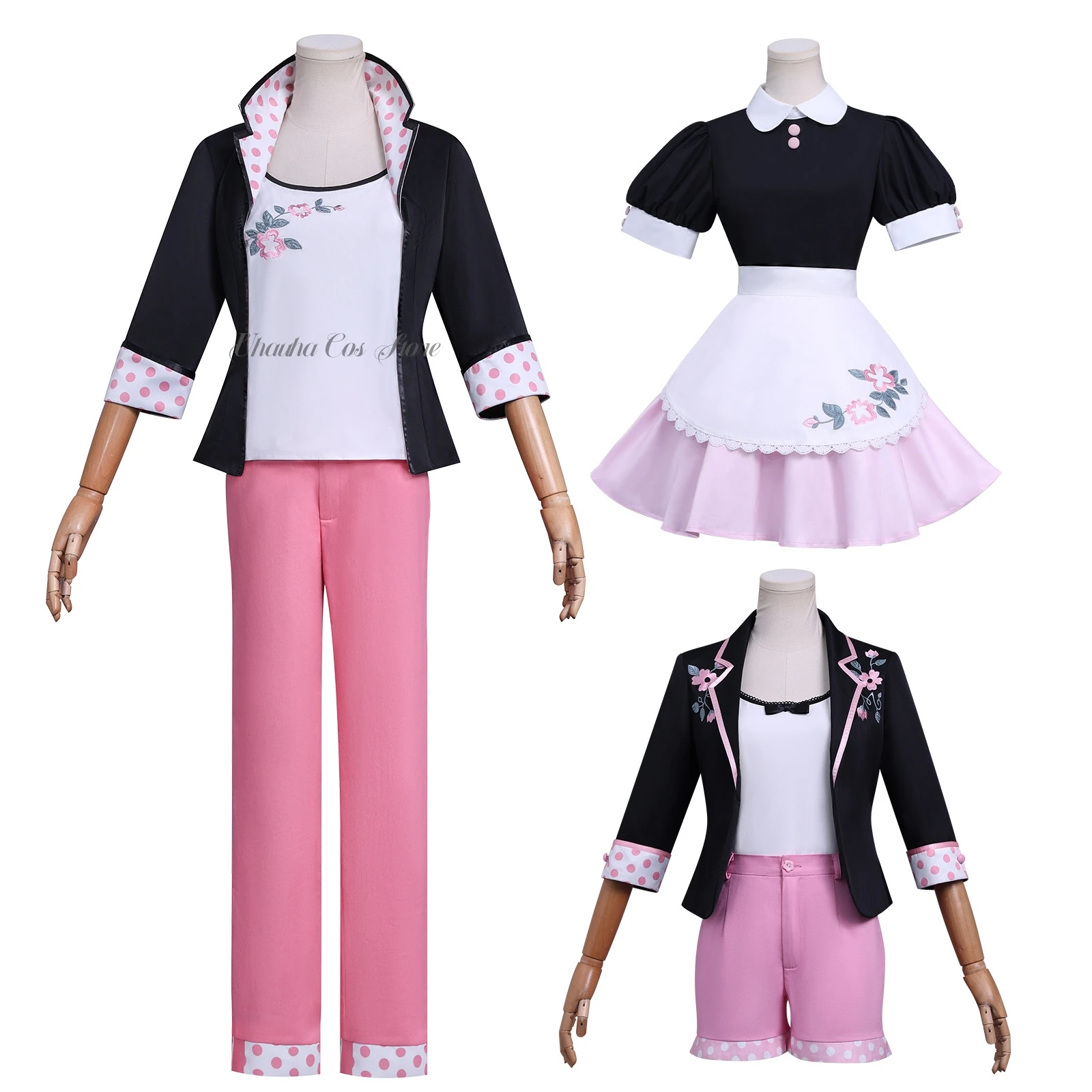 أزياء أنيمي سيدة ريدي التأثيرية معطف أسود شورت وردي زي نسائي غير رسمي Miraculouss Kawaii تمويه للنساء البالغات
