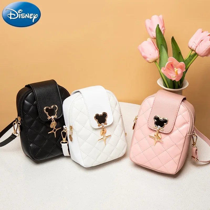 Disney Mickey Mouse Leather Crossbody Bags Cartoon Fashion Girl rhombus Shoulder Bag small Bag for kids gifts for girlfriend