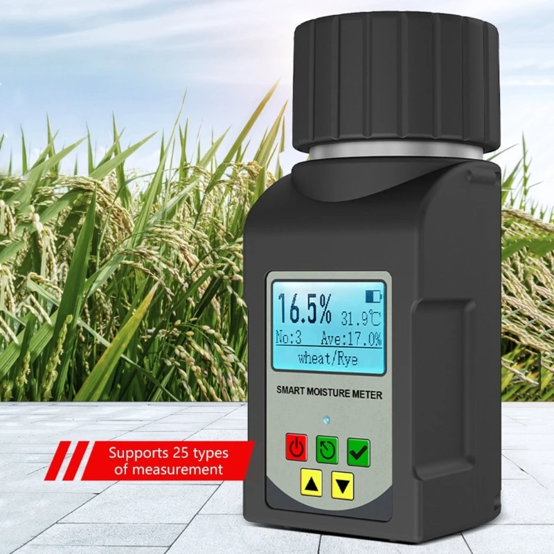 Handheld Grains Moisture Analysis Content Gauge with Adjustable Reading for Seed, Corn, Rice, Accurate Farming Equipment