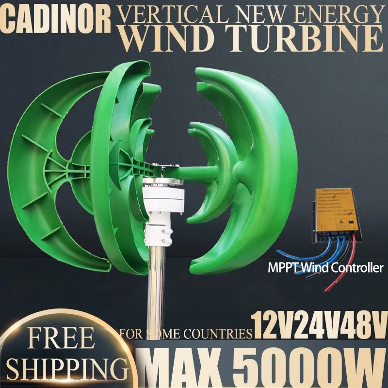 High-Power 8000W Low-Speed Vertical Axis Wind Turbine 12V 24V 48V Off-grid Grid Connection Free Wind Controller for Home Use