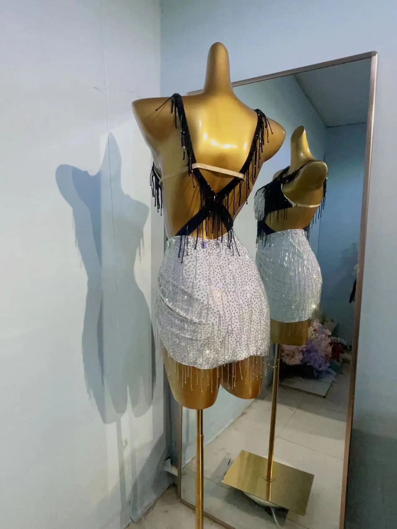 Vestido pendão personalizado para mulheres, vestido profissional para performance de dança latina, rumba tango e diamante completo sênior, novo