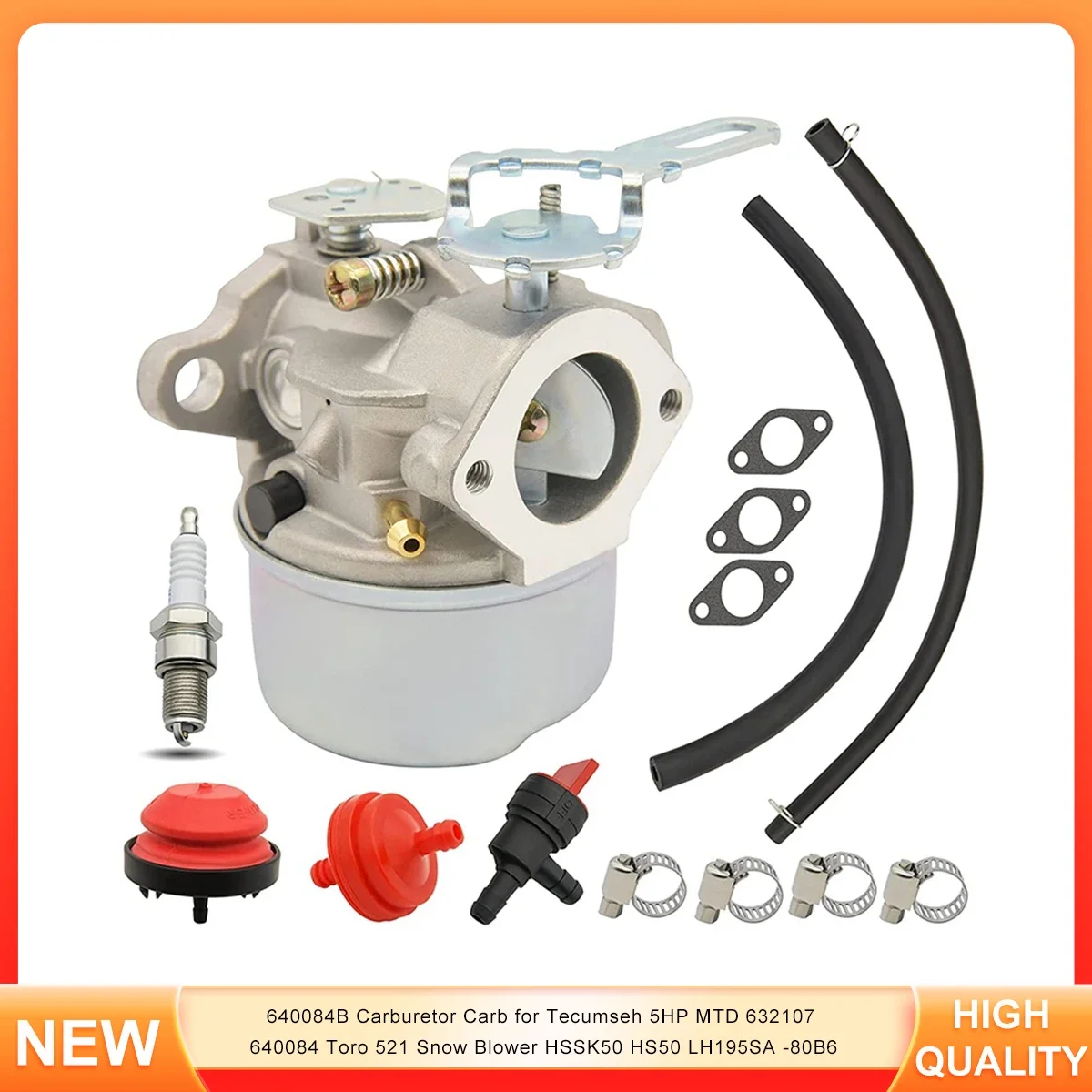 640084B Carburetor Carb for Tecumseh 5HP MTD 632107 640084 Toro 521 Snow Blower HSSK50 HS50 LH195SA -80B6