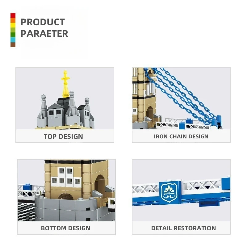 New 970PCS London UK Twin Towers Bridge Building Blocks Model Assembly Toy Gift for Adults Kids Birthday Wange Bricks