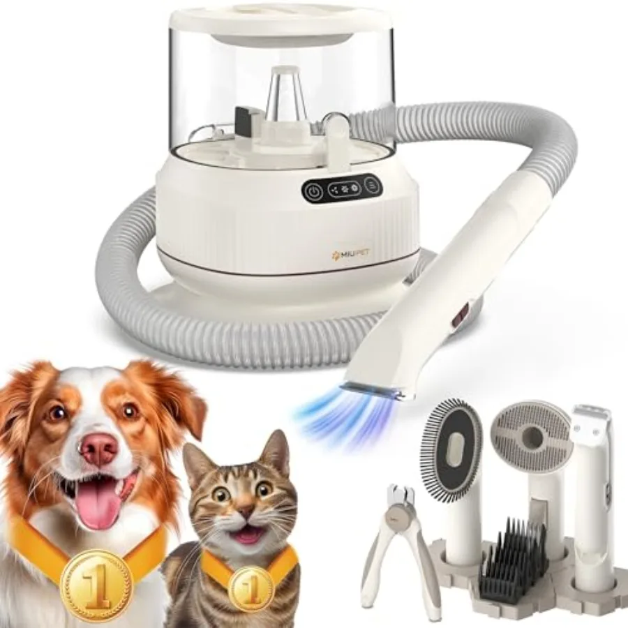 

Pet Grooming Vacuum Kit 2.5L Large Ccity for Dogs Cats Shedding 4 Attachments Low Noise Includes Dog Nail Clipper as Gift Black
