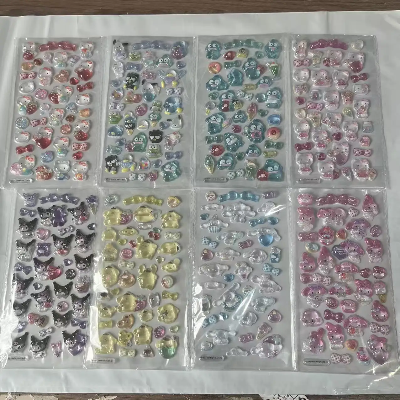 

New Sanrio Food Series 3D Crystal Stickers Cartoon Hello Kitty Hangyodon Phone Case DIY Decoration Creativity Reward Sticke