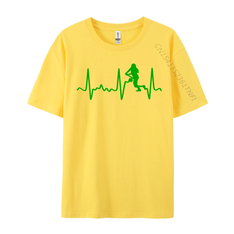 Green Softball Slap Hitter Heartbeat Company Men's T-Shirts Cotton Green Softball Catcher Heartbeat Tops Tees Street T-Shirts