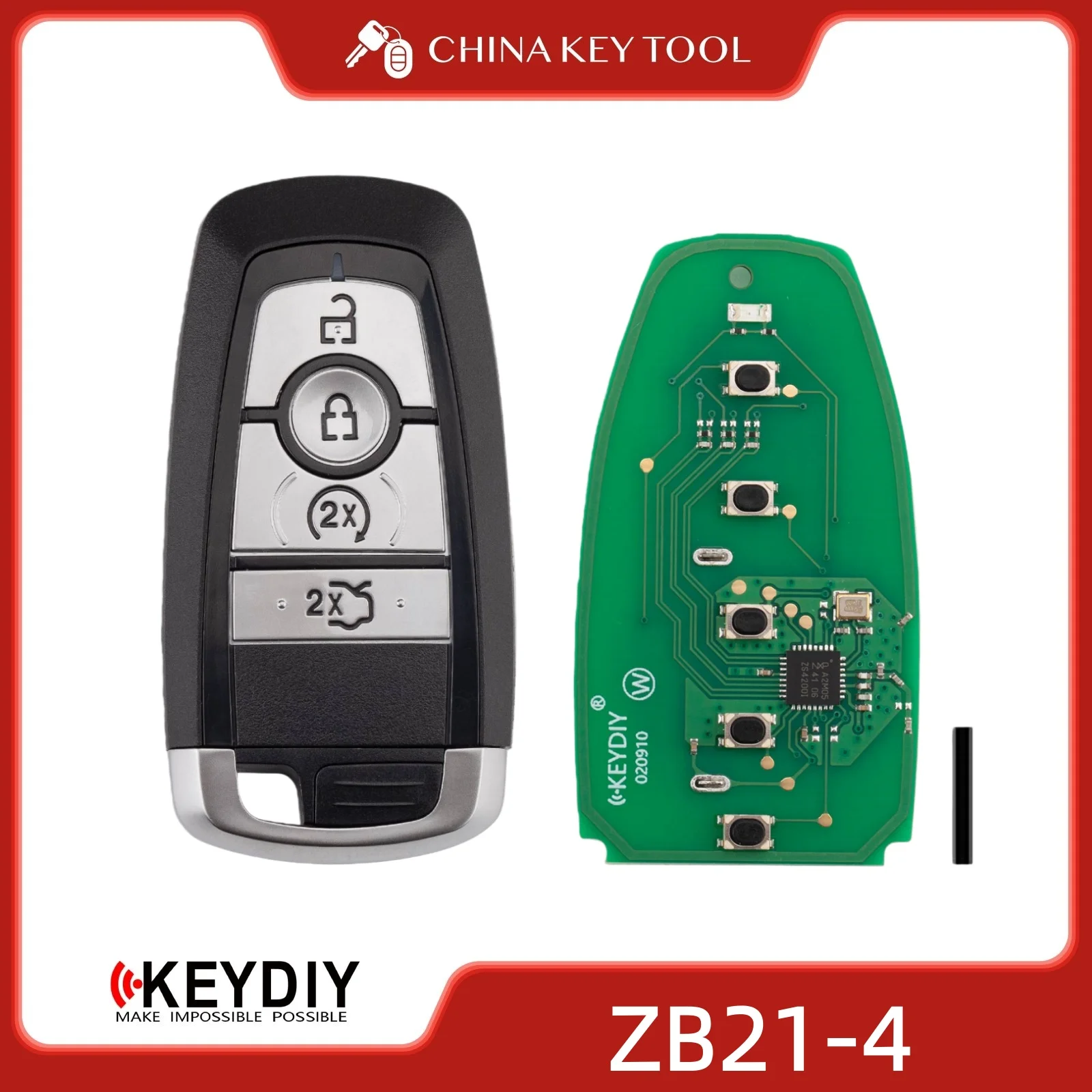 

KEYDIY KD ZB21-4 Универсальный интеллектуальный дистанционный ключ с 4 кнопками, совместимый с Ford Type