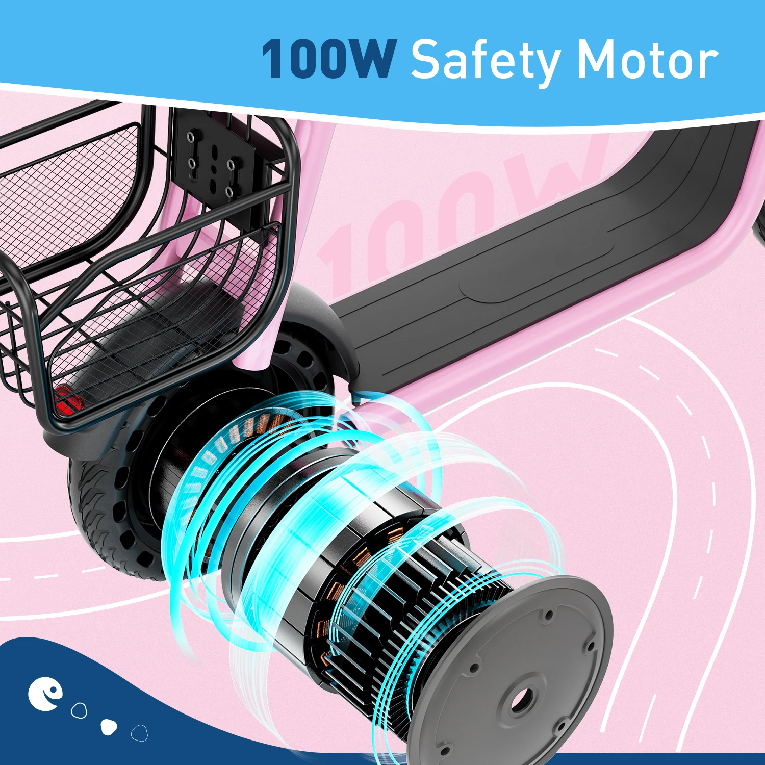 Hulajnoga elektryczna z siedziskiem dla dzieci w wieku 4-10 lat, certyfikat UL, silnik 100W, 3 biegi, prędkość 15 km/h, tylny koszyk, światła LED, wyświetlacz LCD