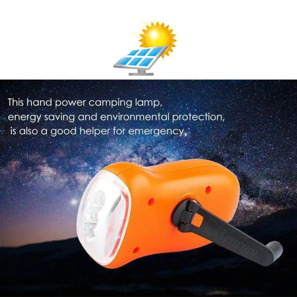 Hand Crank LED Flashlight Solar Powered Dynamo Emergency Rechargeable Flashlight Power Wind Up Torch Light For Fishing Boating