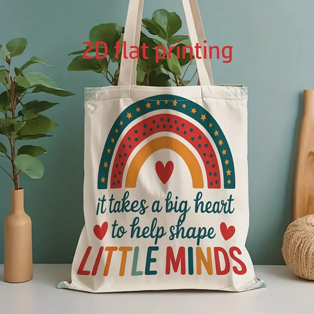 Tote Bag with a Warm Design Stating It Takes a Big Heart to Help Shape Little Minds Reusable Shoulder Tote Is Leisure Vacations