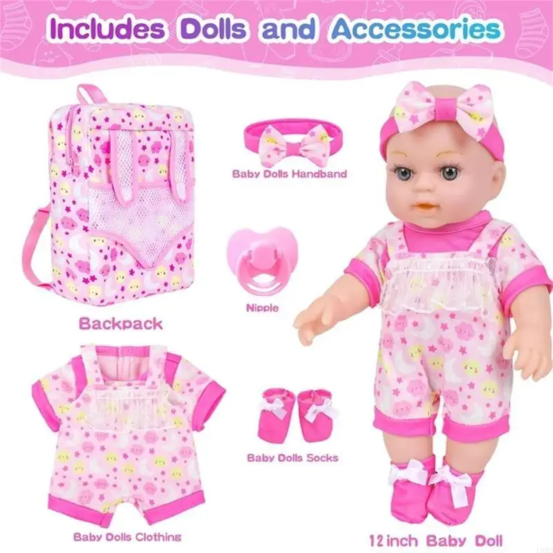 

Life Like Reborns Baby Dolls With Jumpsuit and Pacifiers Carriers Perfect Parenting Game Toy For Kids Collectible 30CM L8RB