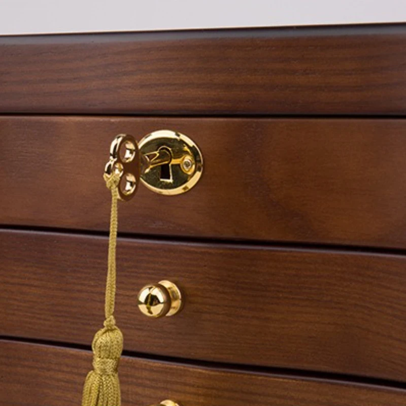 صندوق مجوهرات من الخشب الصلب مرآة القرط صناديق تخزين القلائد الفاخرة الرجعية سوار عرض القضية مع قفل منظم المجوهرات