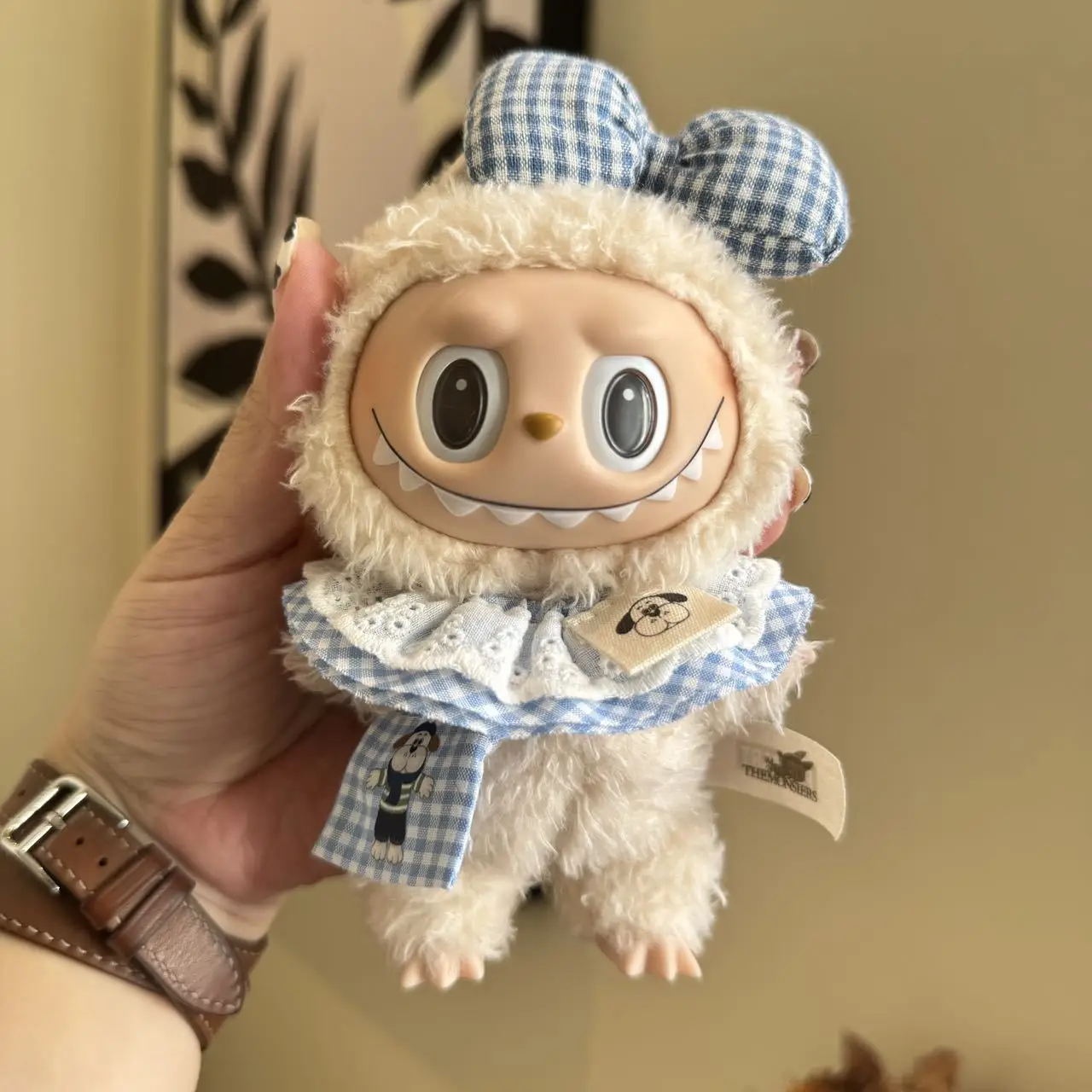 

Clothes For Labubu 15/17Cm Dolls Gen 1-3 Blue Plaid Bow Crossbody Bag Set Apparel Hanging Accessories