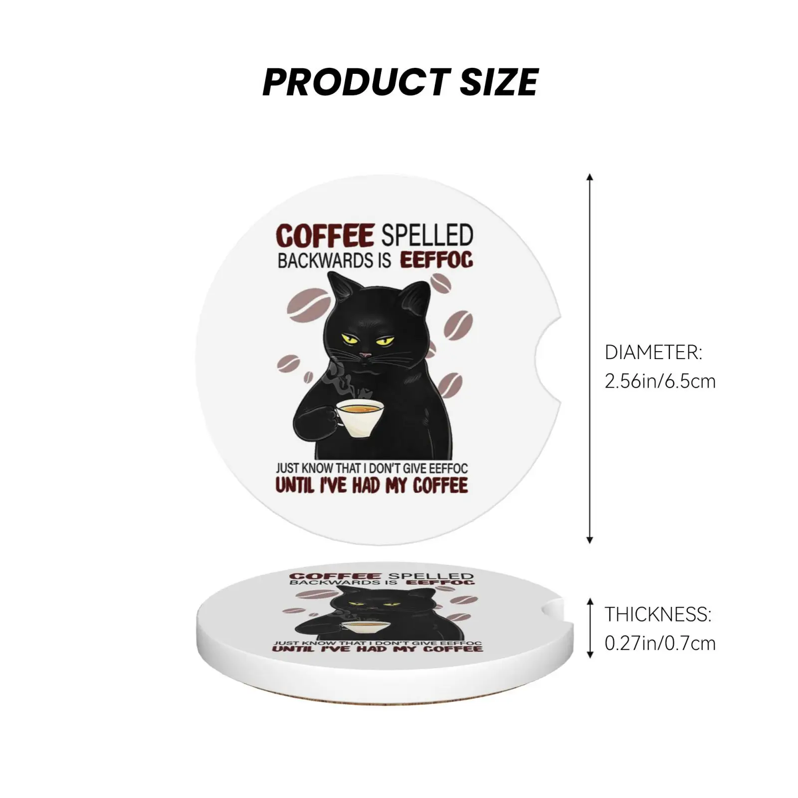 Cat Ceramic Coasters Travel Car Cup Holder Universal Non-Slip Cup Holders Embedded In Ornaments Coaster Car Interior