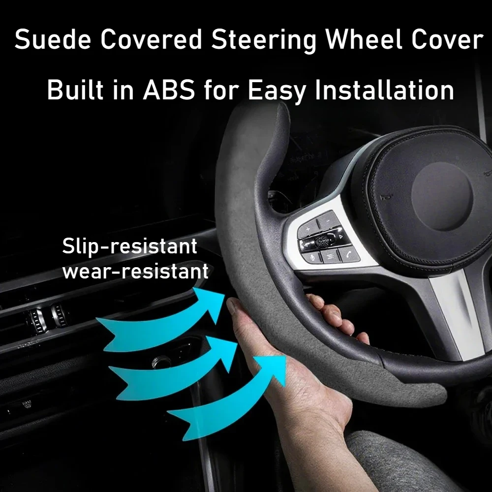 

Чехлы на руль автомобиля из замши и коровьей кожи, универсальные, 37-38 см, дышащие, аксессуары для автомобиля