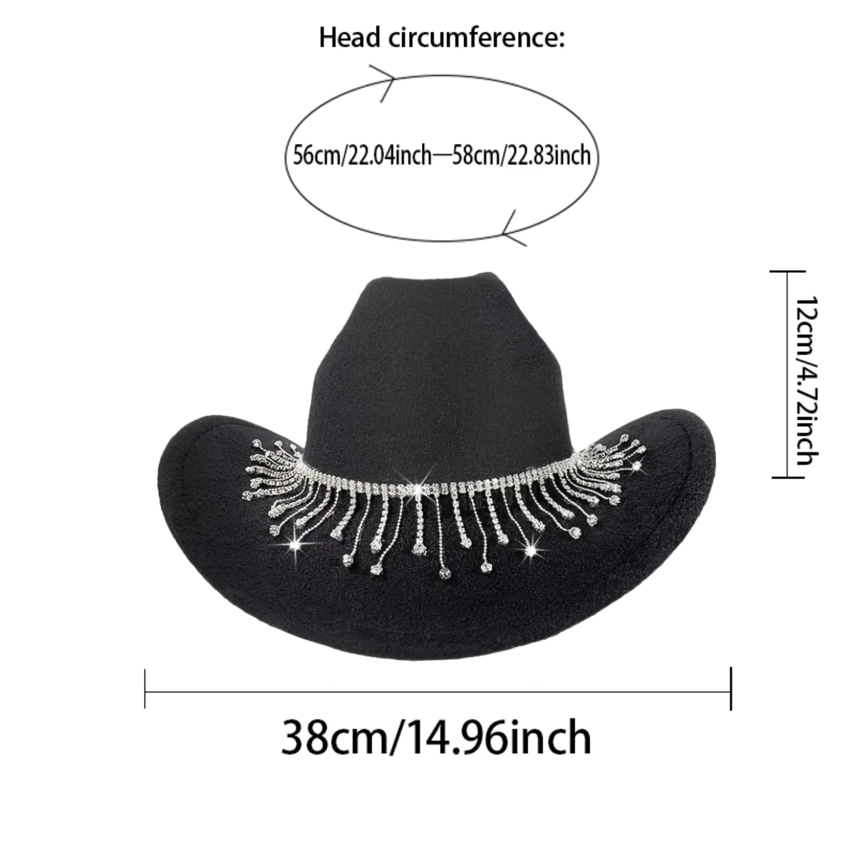 HongLuan Glitterkostuumhoed Volwassene & Cowboyhoeden Strass voor dames, Cowboy Cosplay Vrouwelijke accessoires & Cowgirl Cap
