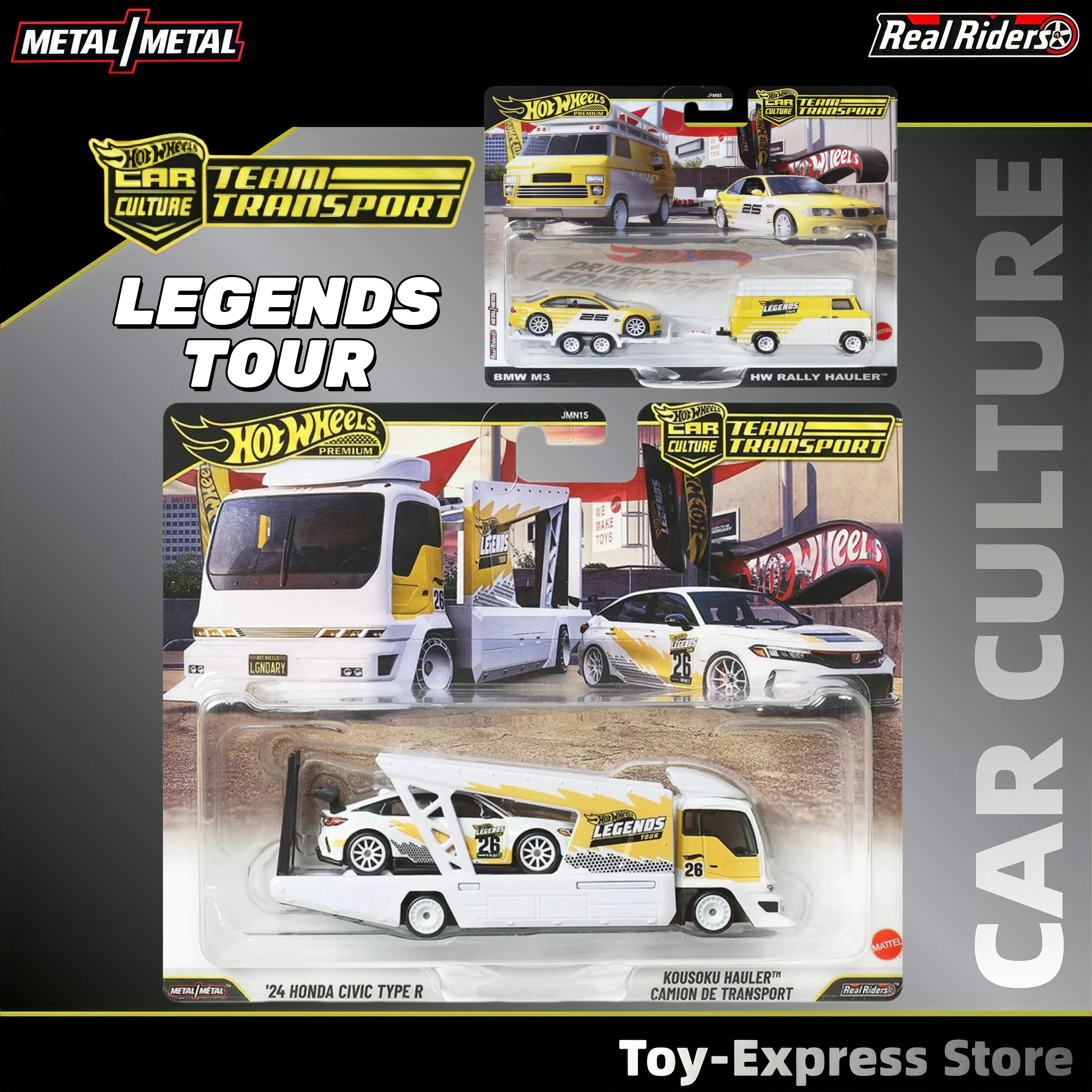

Hot Wheels Premium Car Culture Team Transport Legends Tour HONDA CIVIC KOUSOKU HAULER Car Model 1:64 Diecast Collectible Vehicle