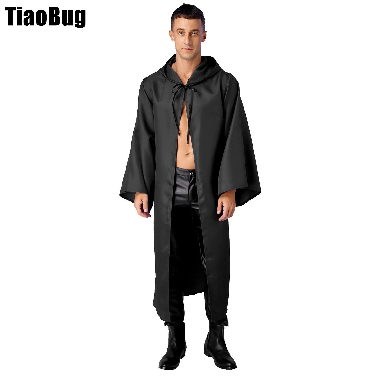 

Mens Hooded Cape The War of Galaxies Cosplay Adult Robe Solid Color Tunic Cloak Tie String Cape Halloween Costumes