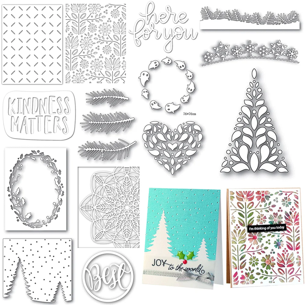 Winter-Weihnachtsbaum-Schneeflocken-Stanzformen für DIY-Grußkarten, Scrapbook-Alben und Dekorationen