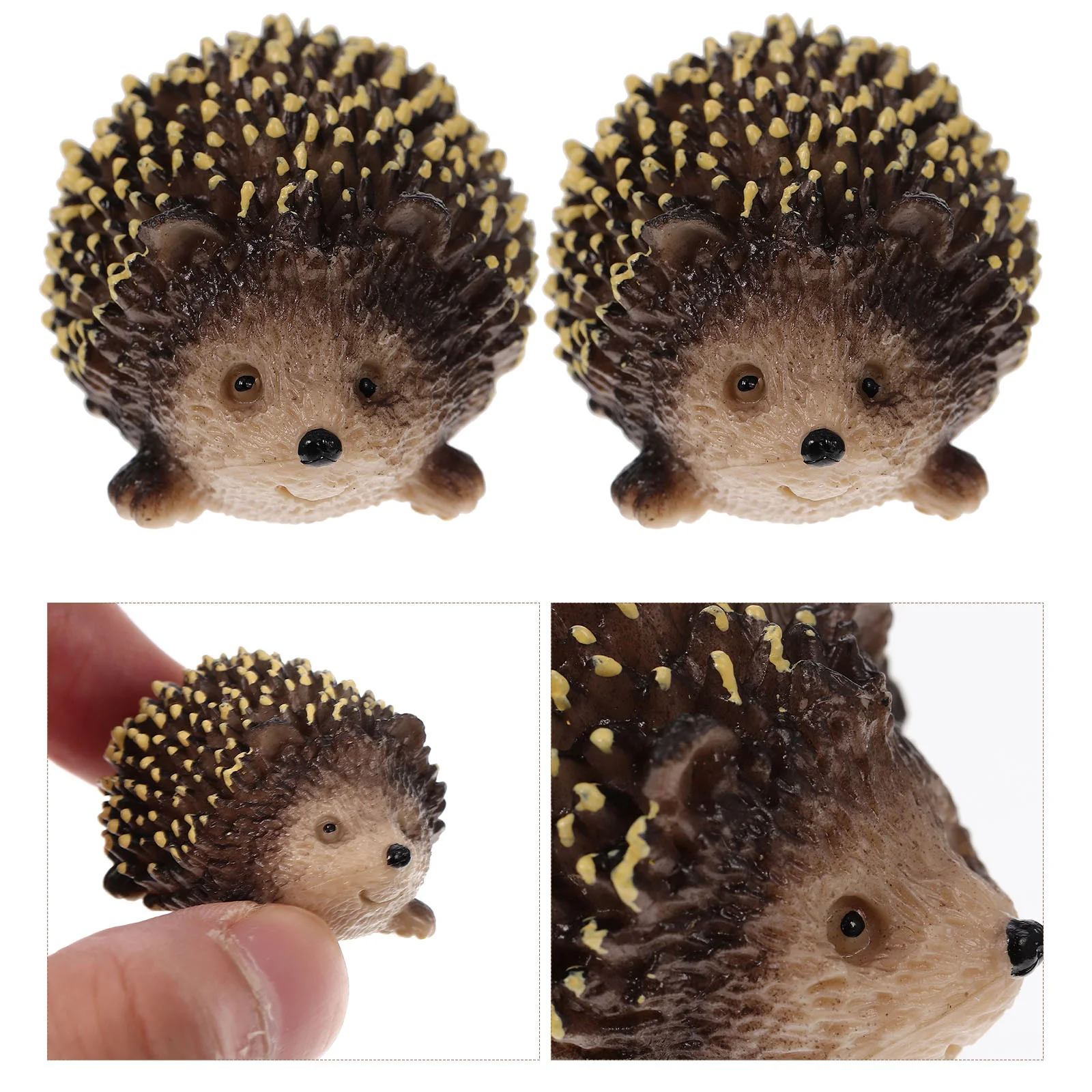 

2 Pcs Grass Hedgehog Statue Car Toy Garden Tiny Statues Potted Moss Decor Child Stuffy