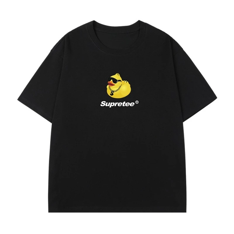 

Supretee Little Yellow Duck Peripheral Pattern Printing Summer Luxury Brand Pure Cotton Men's and Women's T-shirt Short Sleeve