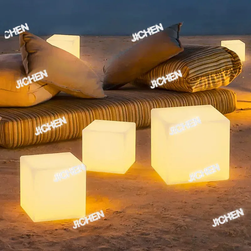 

HR светодиодный квадратный светильник, светящийся куб, уличная светящаяся мебель, креативный барный стул, красочный квадратный стул с зарядкой