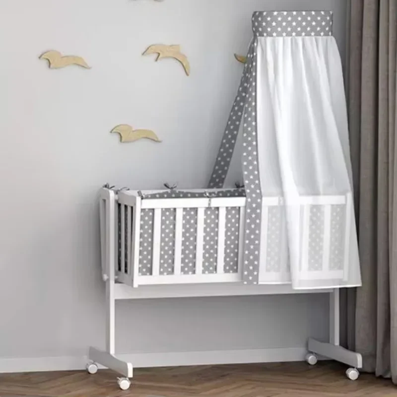 Solid newborn crib Wooden cradle, convenient, practical and durable