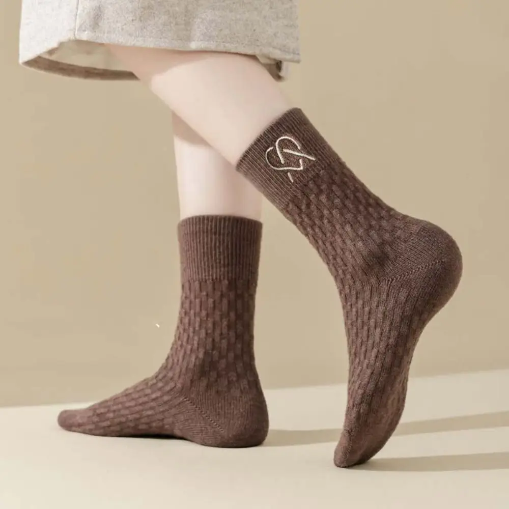 

4Pairs Knitting Stripe Maillard Style Socks Korean Style Warm College Style Hosiery Hosiery Short Socks Women Knit Socks Outdoor