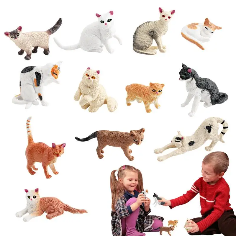 Маленькая фигурка кошки, образовательные фигурки кошек, набор игрушек, статуи котят для игр и обучения для кошелек, идеально подходит для любителей Рождества