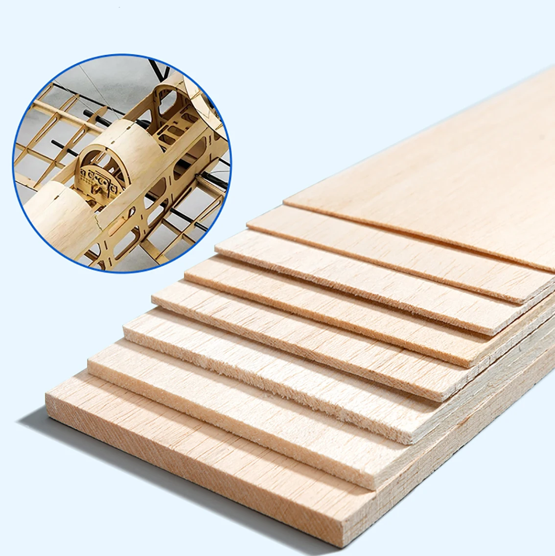 Rectangular Light Wood Sheet 0.75/1/1.5/2/8mm*310*100mm Solid Wooden Board DIY Model Material Crafts Decoration Making Parts - view 2