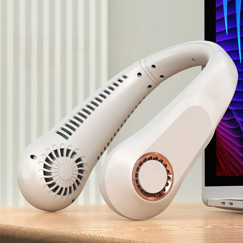 Xiao-مروحة رقبة USB صغيرة محمولة ، تحمل طويل ، شاشة رقمية ، مبرد هواء معلق بدون شفرات ، 3 سرعات ، رياضات صيفية