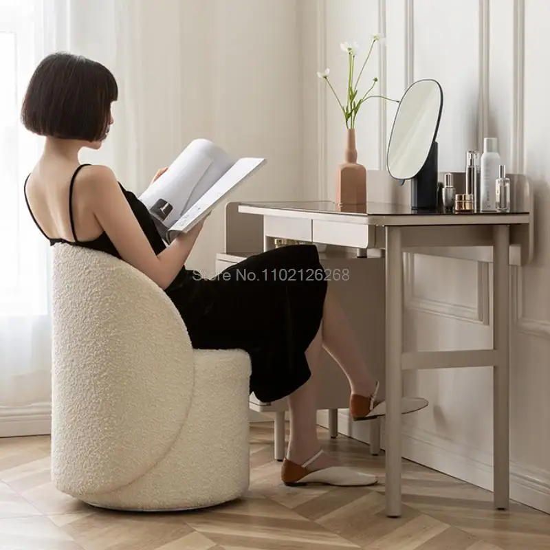 Children Bedroom Makeup Ottoman Adults Baby Gift Cute Princess Prince Sofa Chair Beige White Spinning Swivel Backrest Pouf