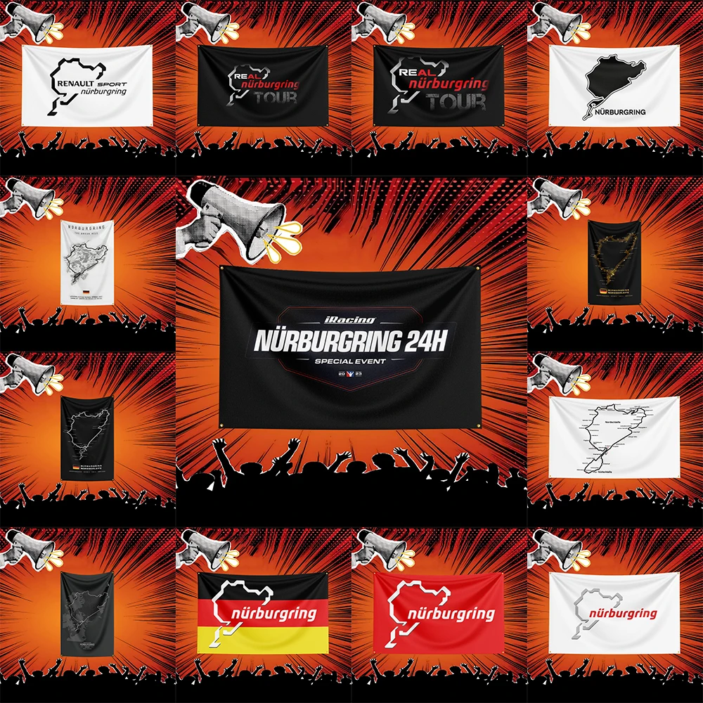 Nurburgring Car Flag  Polyester Banner For Garage Wall Decor Auto Show Decoration Fan Gift