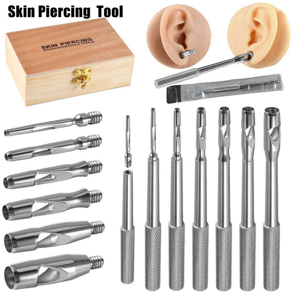 316L Surgical Steel  Dermal Punch For Skin Dermal Anchor Ear Hole Expansion Piercing Embedding Tools 1.5-6mm Replaceable Top