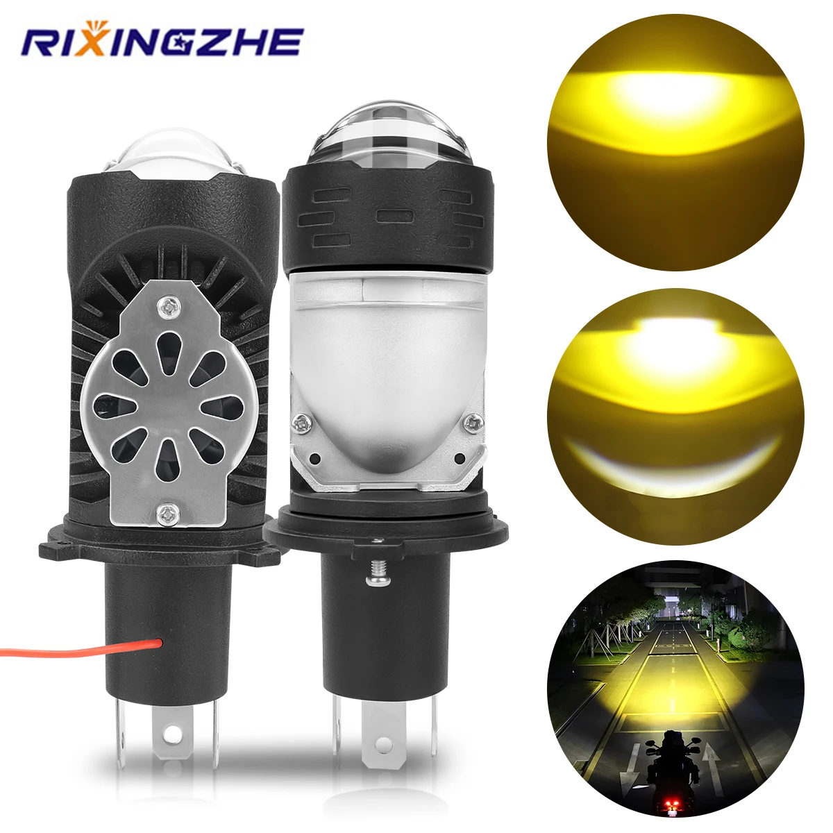 

H4 LED Bulbs Motorcycle Headlight LED Spotlights Hi/Lo Beam Light Devil's Eyes CSP 3570 Chip Motorcycles Accessories Dual Color