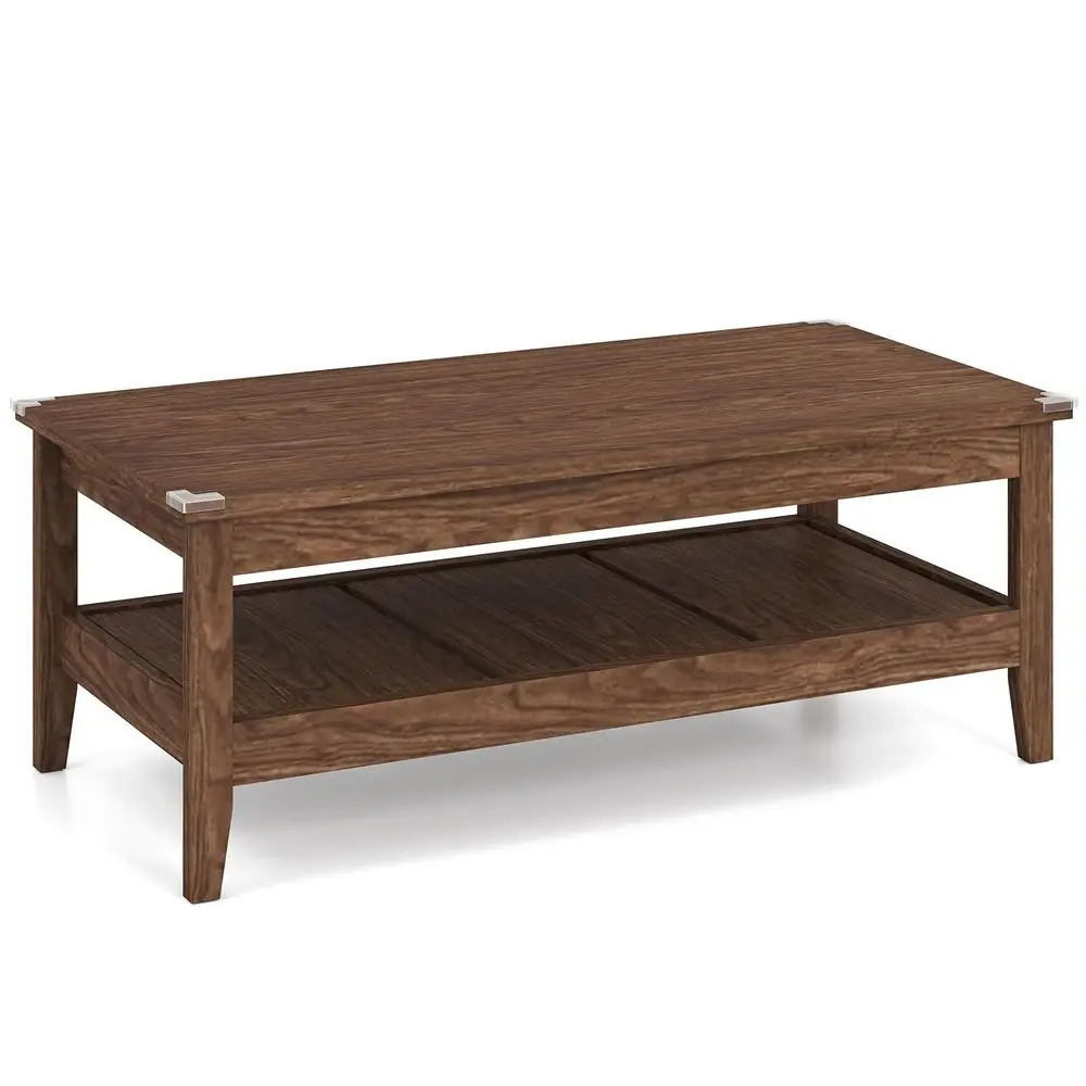 

Rectangular Coffee Table, 47 Wood Center Table with Open Storage Shelf, 2Tier Farmhouse Accent Tea Tables for Living Room, Apar