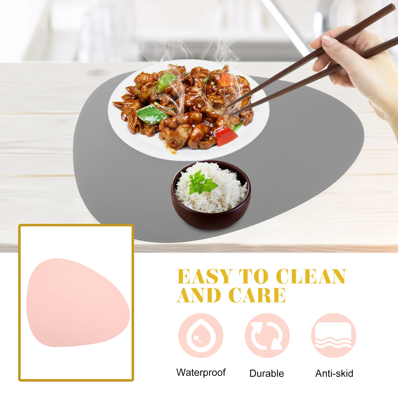 

Heat-Resistant Insulation Table Placemat PU Coaster Waterproof Anti-Scald for Dining Table Kitchen Use Household