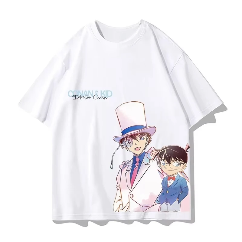 명탐정 코난 콜라보 캐주얼 반팔 티셔츠 남성 코난 몬스터 도둑 키드 애니메이션 남녀 스트리트웨어