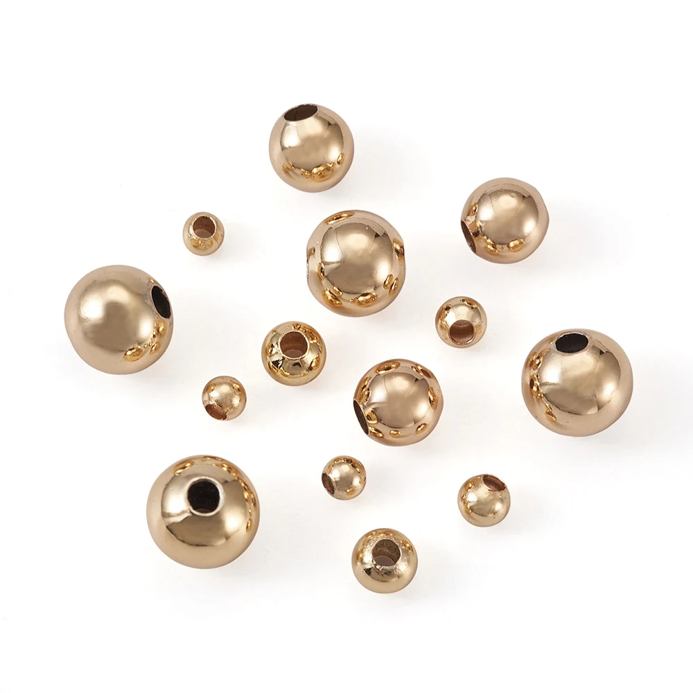 

50g Real 18K Gold Plated Brass Round Beads Loose Spacer Beads Charm for DIY Jewelry Making Accessories 2mm 2.5mm 3mm 4mm