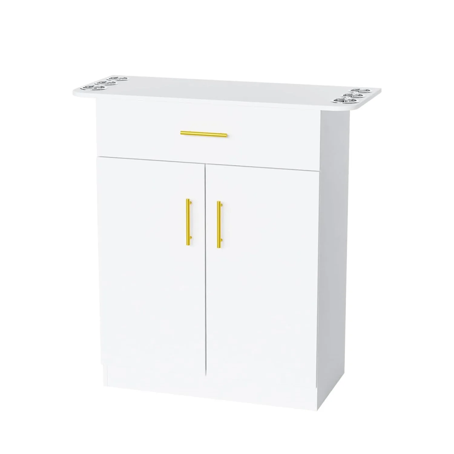 Heavy Duty Beauty Salon Station with Storage Cabinet, Drawer, Hair Dryer Holders