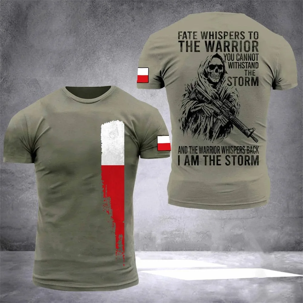 Men's T-Shirt 2024 Summer Short Sleeve 3D Printed Poland Soldier Veteran Harajuku Loose Top T-Shirt Men's Oversized Clothing