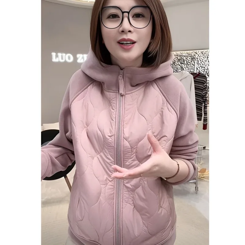 2025 Early Spring Thin Cotton Jacket Women's Hooded Cotton Jacket Top Women's New Padded Trench Coat Jacket Spring and Autumn