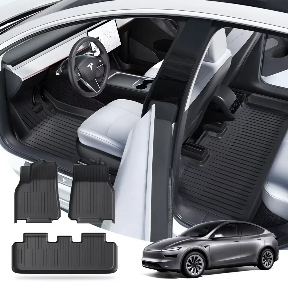 테슬라 바닥 매트 모델 Y 주니퍼 2025 자동차 트렁크 매트 러기지 매트 TPE 방수 미끄럼 방지 세트 바닥 라이너 매트용 ...