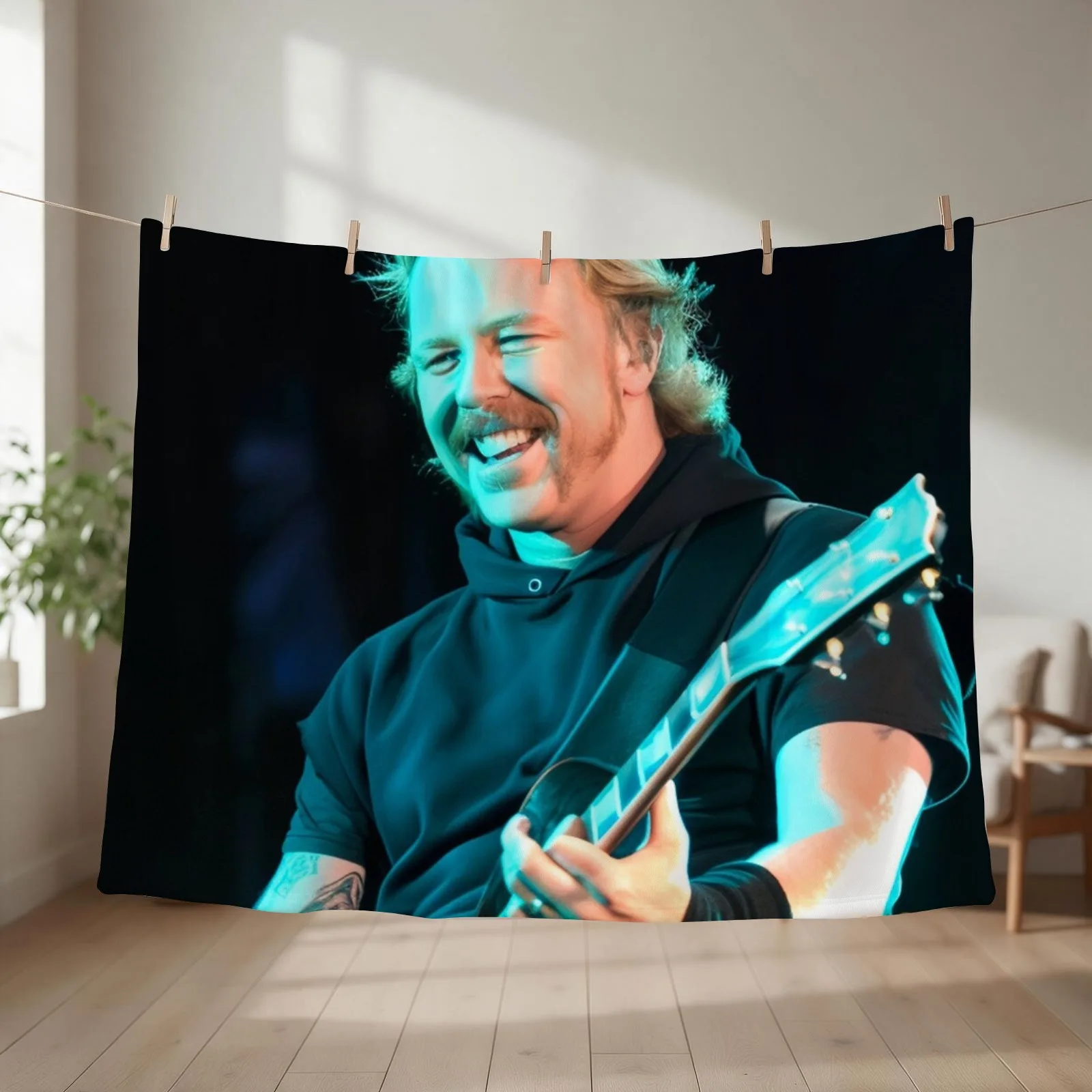 James Hetfield iconic smile Throw Blanket couch cozy soft plush fuzzy picnic outdoor blanket