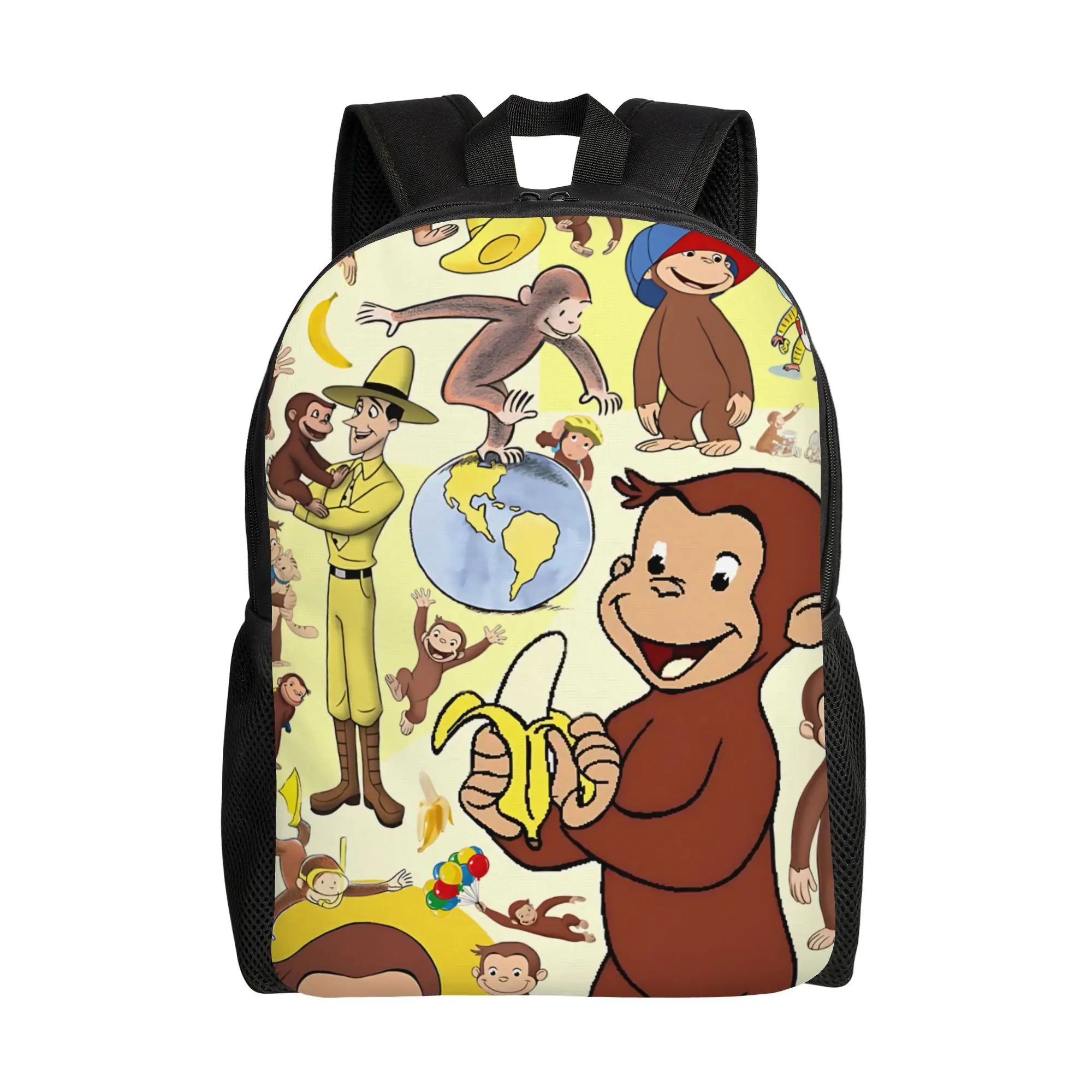 

Рюкзак «Любопытный Джордж» с его другом в желтой шляпке, ретро-стиль, моющийся, для книг, подарок на день рождения, к началу нового учебного года, 1 шт.